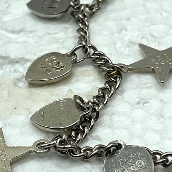 50's 60’s BETA SIGMA PHI Heart Star Charm Vintage Members Bracelet 925 Silver - Picture 12 of 15